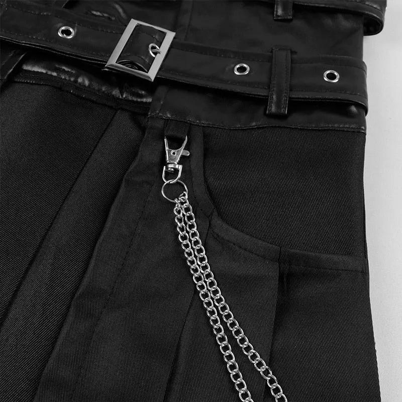 Funki Buys | Skirts | Men's Long Gothic Half Skirt | Buckle Straps