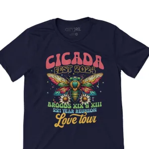 funny colorful cicada invasion t-shirts band style concert tee pretty bright cicada t-shirts novelty cicada shirts