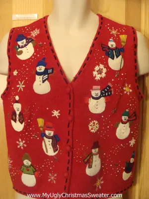 Funny Happy Snowmen Ugly Christmas Sweater Vest