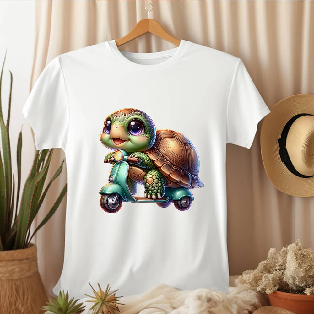 Funny Turtle Riding DTF Transfer