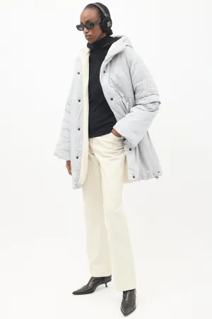 FW 2000 Grey Nylon & Fleece Puffer Coat
