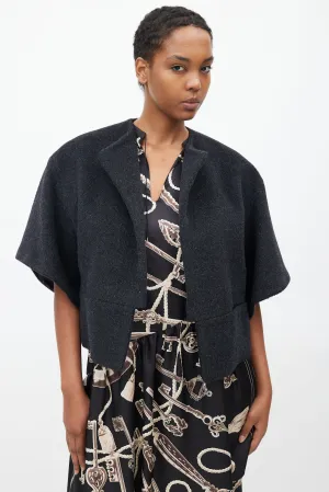 FW 2002 Grey Wool & Leather Lined Short Jacket