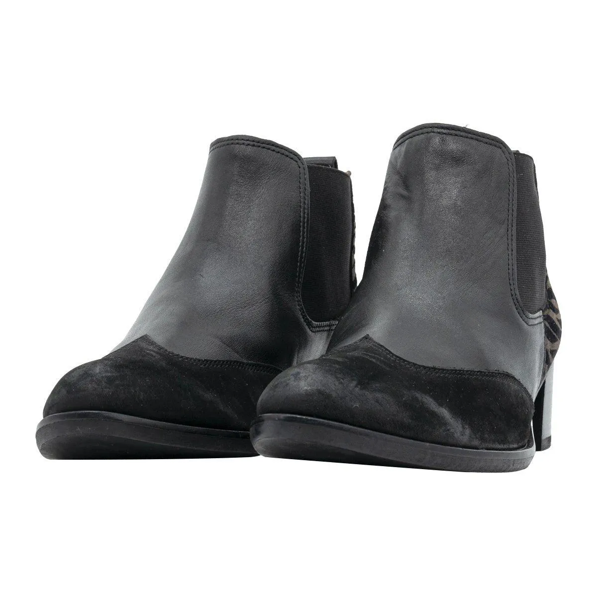 Gabor Animal Printed Ankle Boots Leather Black Colour For Women