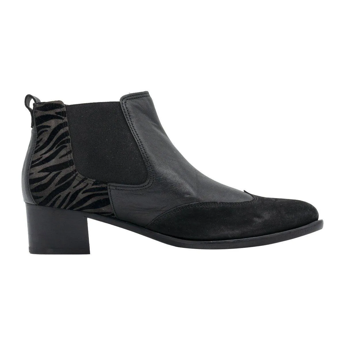 Gabor Animal Printed Ankle Boots Leather Black Colour For Women