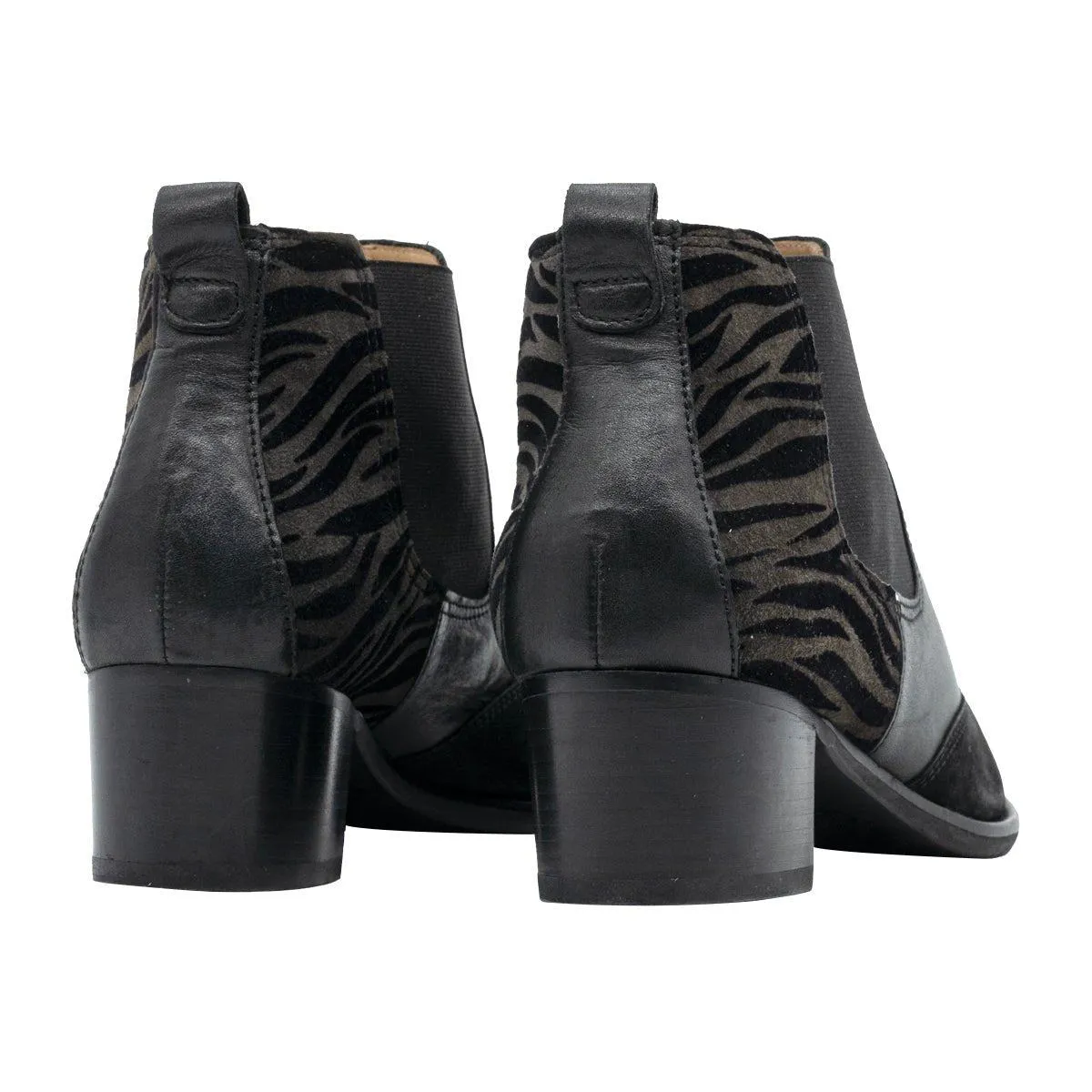 Gabor Animal Printed Ankle Boots Leather Black Colour For Women