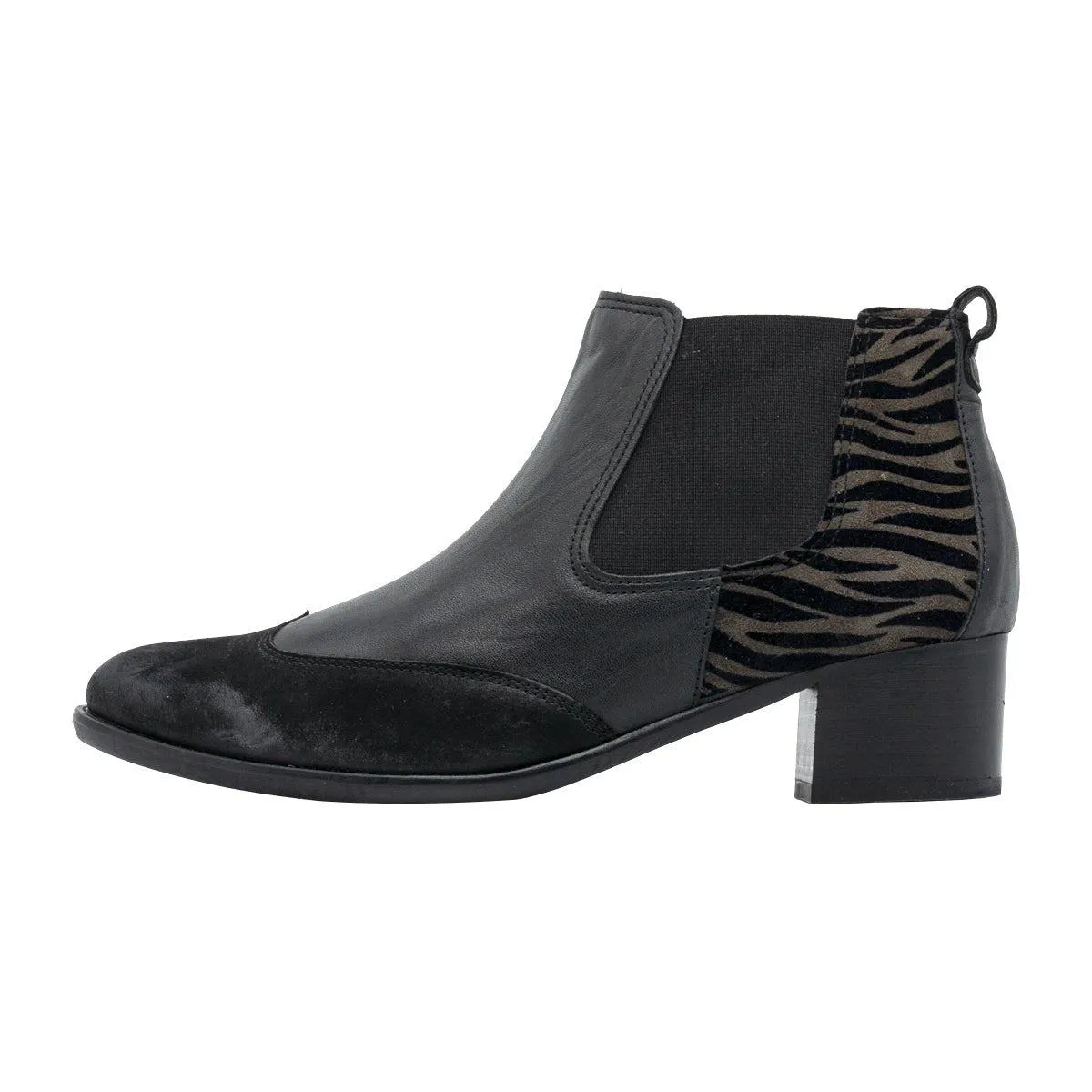 Gabor Animal Printed Ankle Boots Leather Black Colour For Women