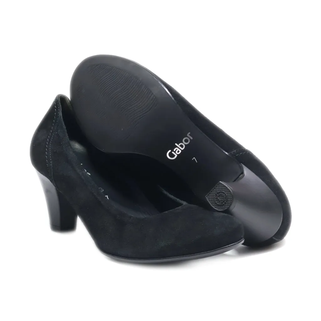 Gabor Mid-Heel Shoes Suede Black Colour For Women