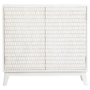 Gambon - 2 Door Wood Honeycomb Pattern Accent Cabinet - White