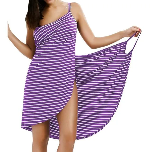 Gamiss 2017 Sexy Backless Women Summer Striped Dress V-neck Spaghetti Strap Women Knee-length Cover ups Beach Dresses vestidos