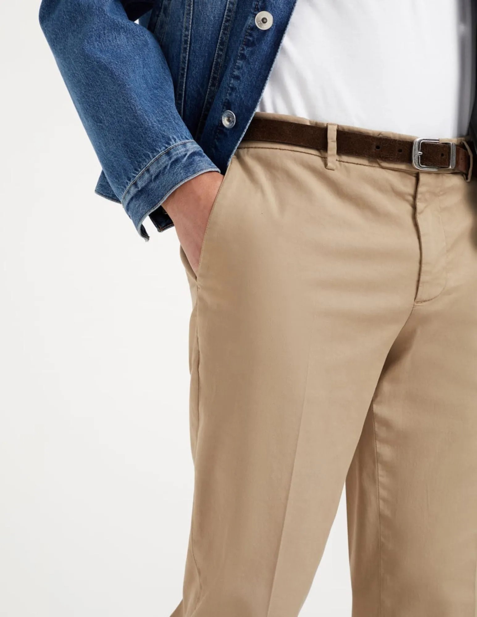 Garment-dyed Italian fit trousers | Brown