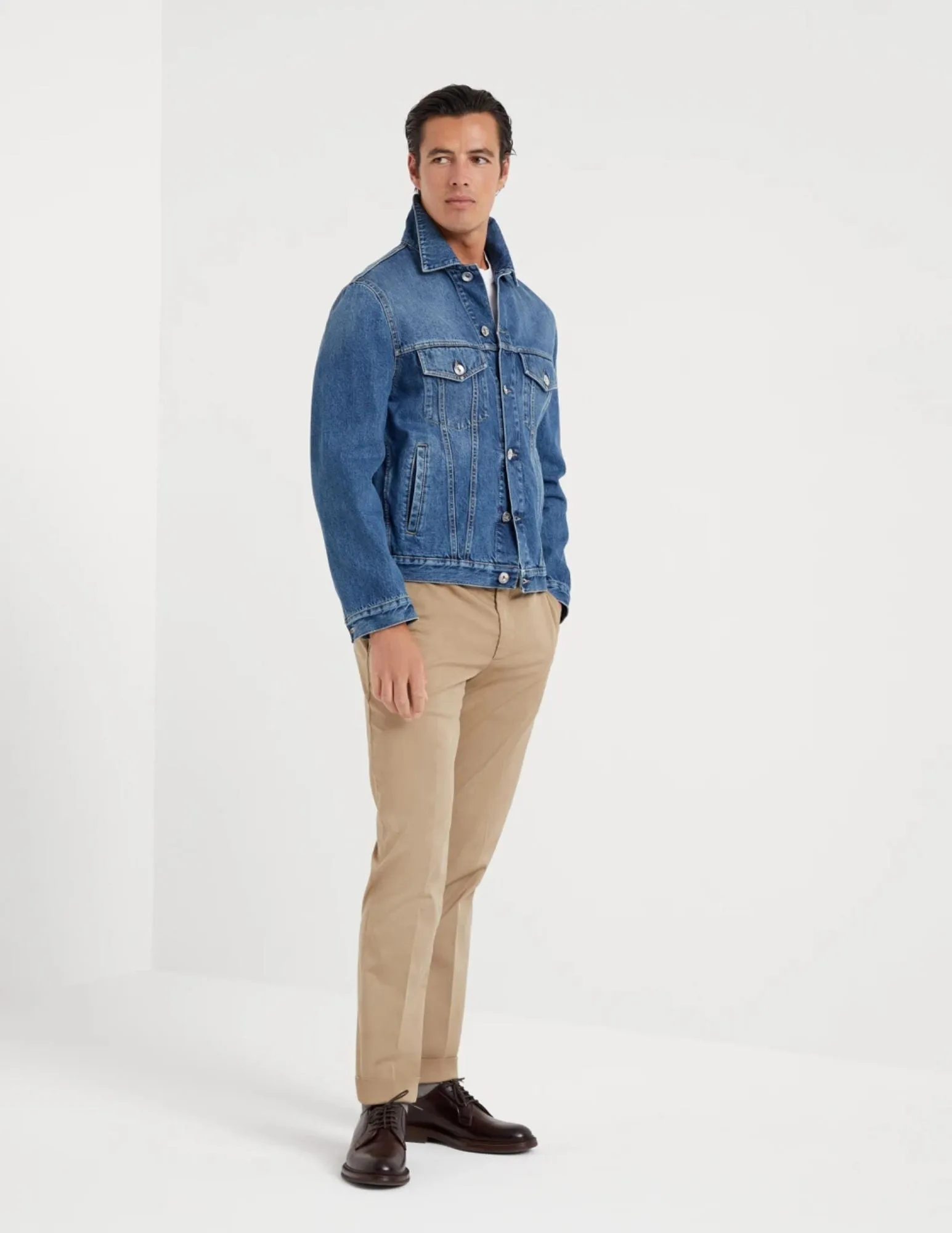 Garment-dyed Italian fit trousers | Brown