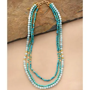 'Garrabari' Amazonite & Jasper Multilayered Necklace
