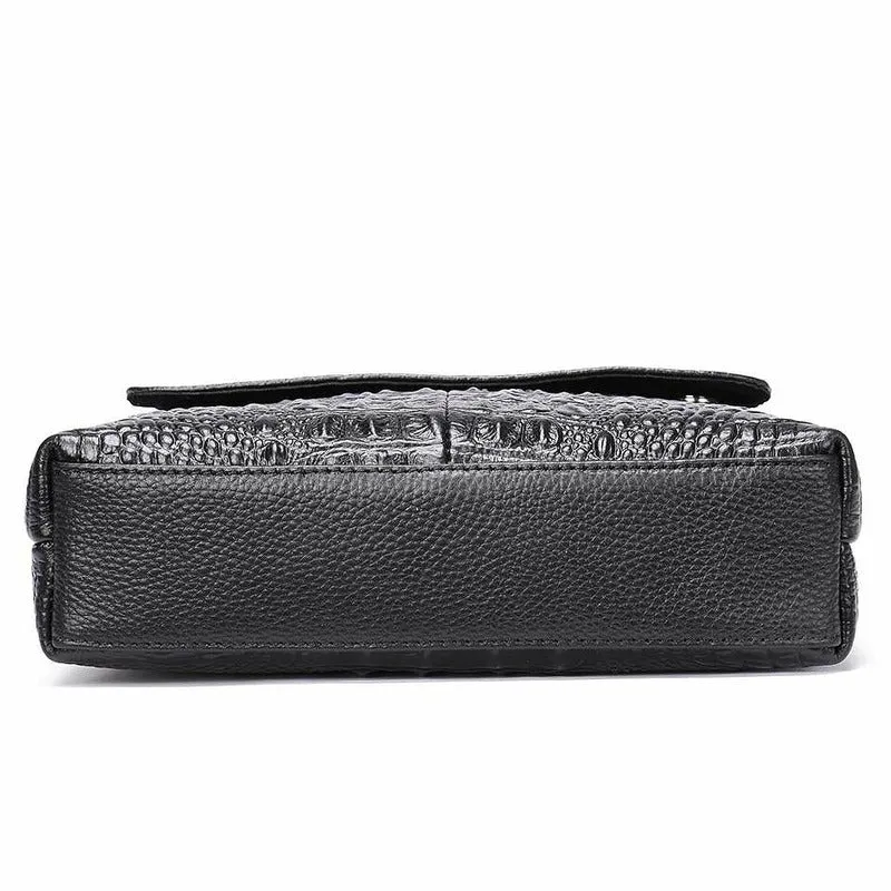 Gator Embossed Genuine Leather Shoulder Bag for Men