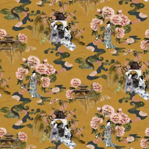 Geisha Floral Wallpaper Ochre