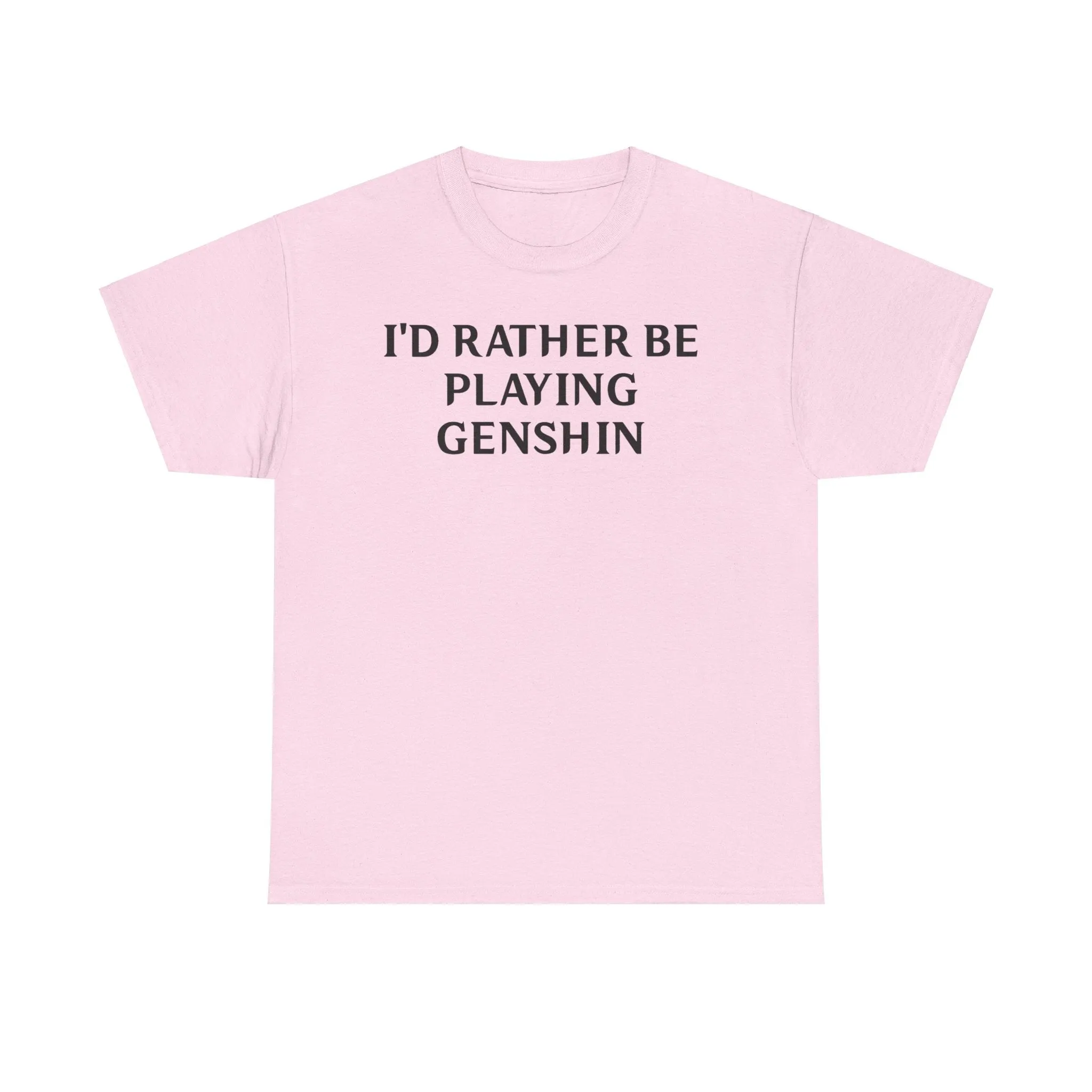 Genshin Impact I'd Rather Be Playing Unisex Heavy Cotton Tee Shirt Tshirt T-shirt Gamer Gift For Him Her Game Cup Cups Mugs Birthday Christmas Valentine's Anniversary Gifts