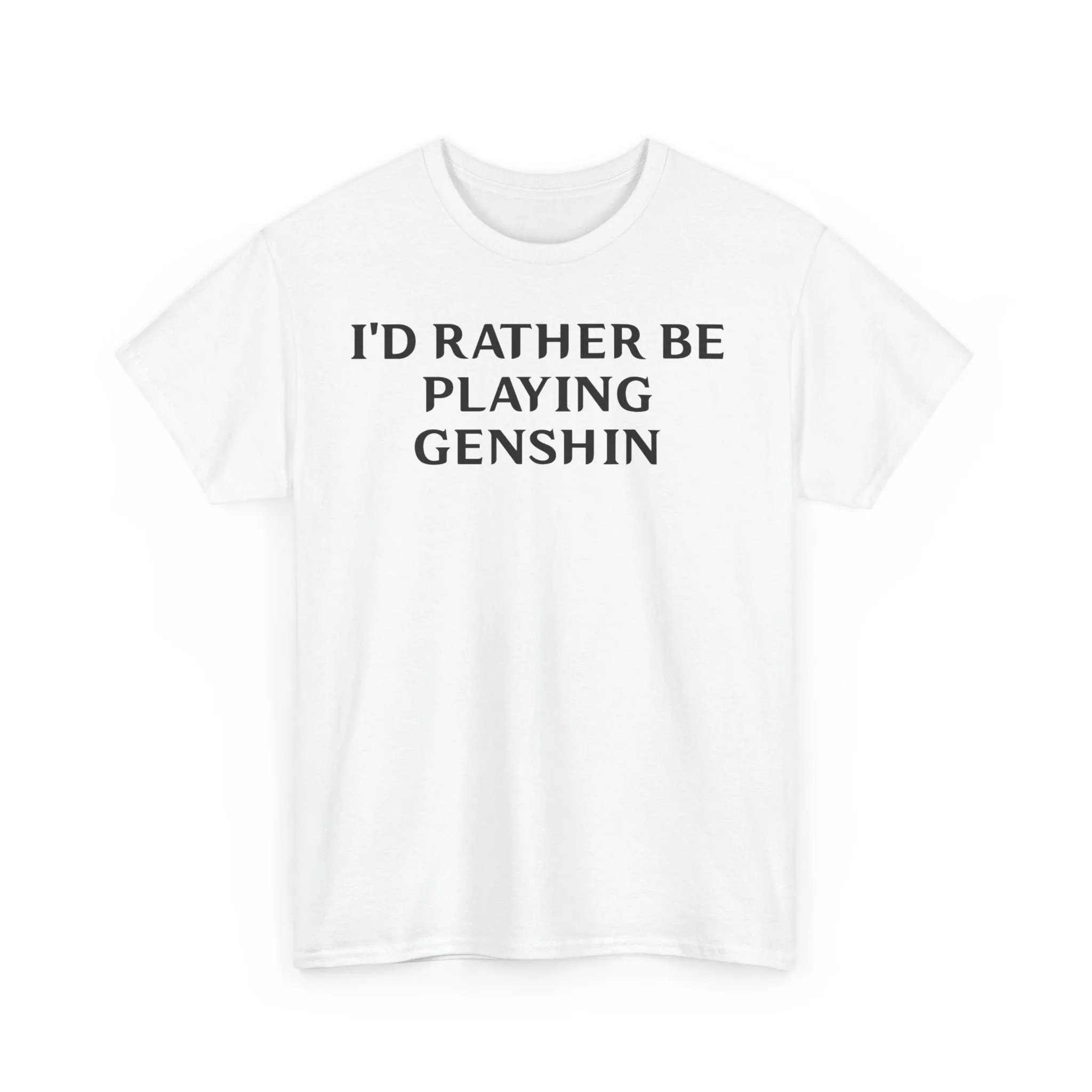 Genshin Impact I'd Rather Be Playing Unisex Heavy Cotton Tee Shirt Tshirt T-shirt Gamer Gift For Him Her Game Cup Cups Mugs Birthday Christmas Valentine's Anniversary Gifts