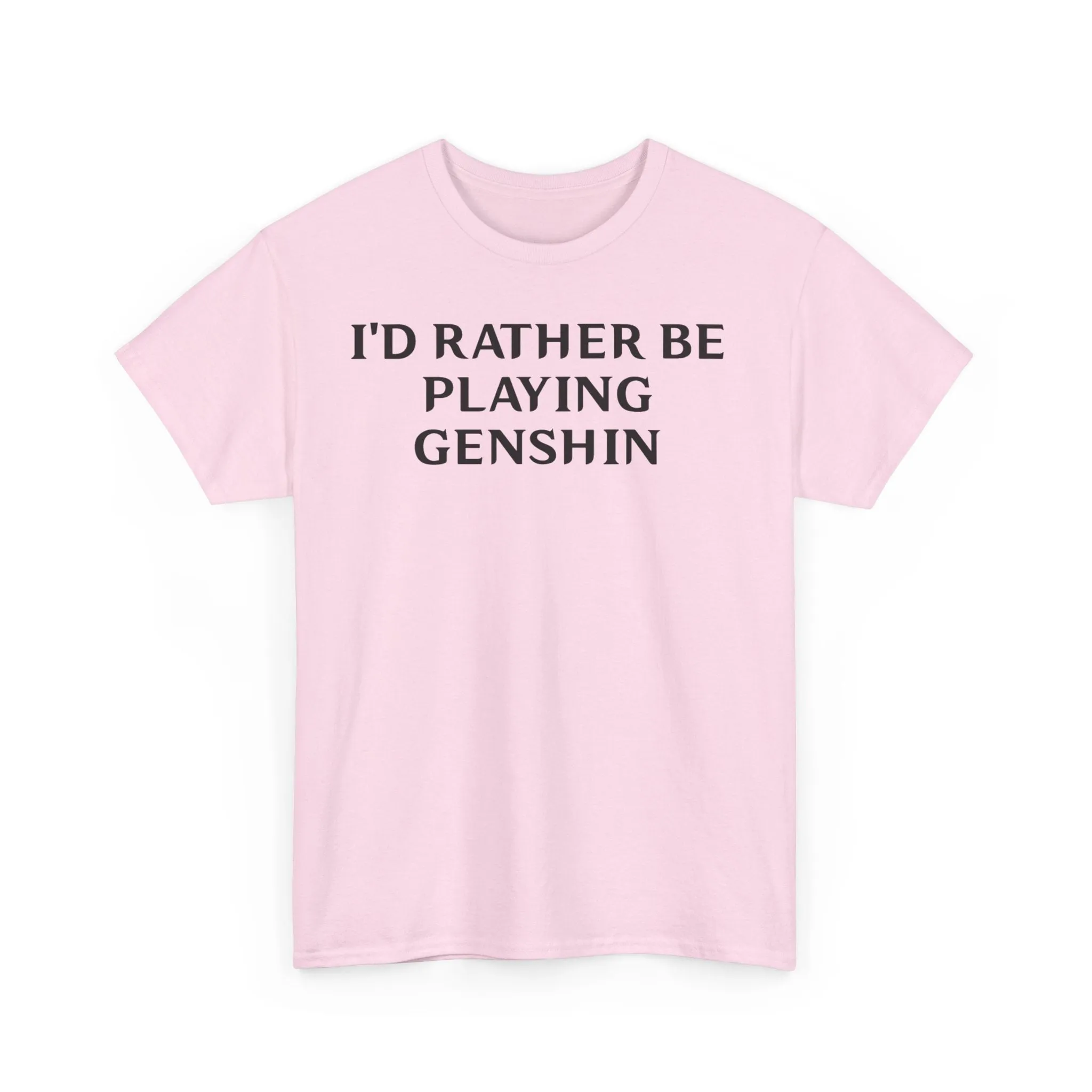 Genshin Impact I'd Rather Be Playing Unisex Heavy Cotton Tee Shirt Tshirt T-shirt Gamer Gift For Him Her Game Cup Cups Mugs Birthday Christmas Valentine's Anniversary Gifts