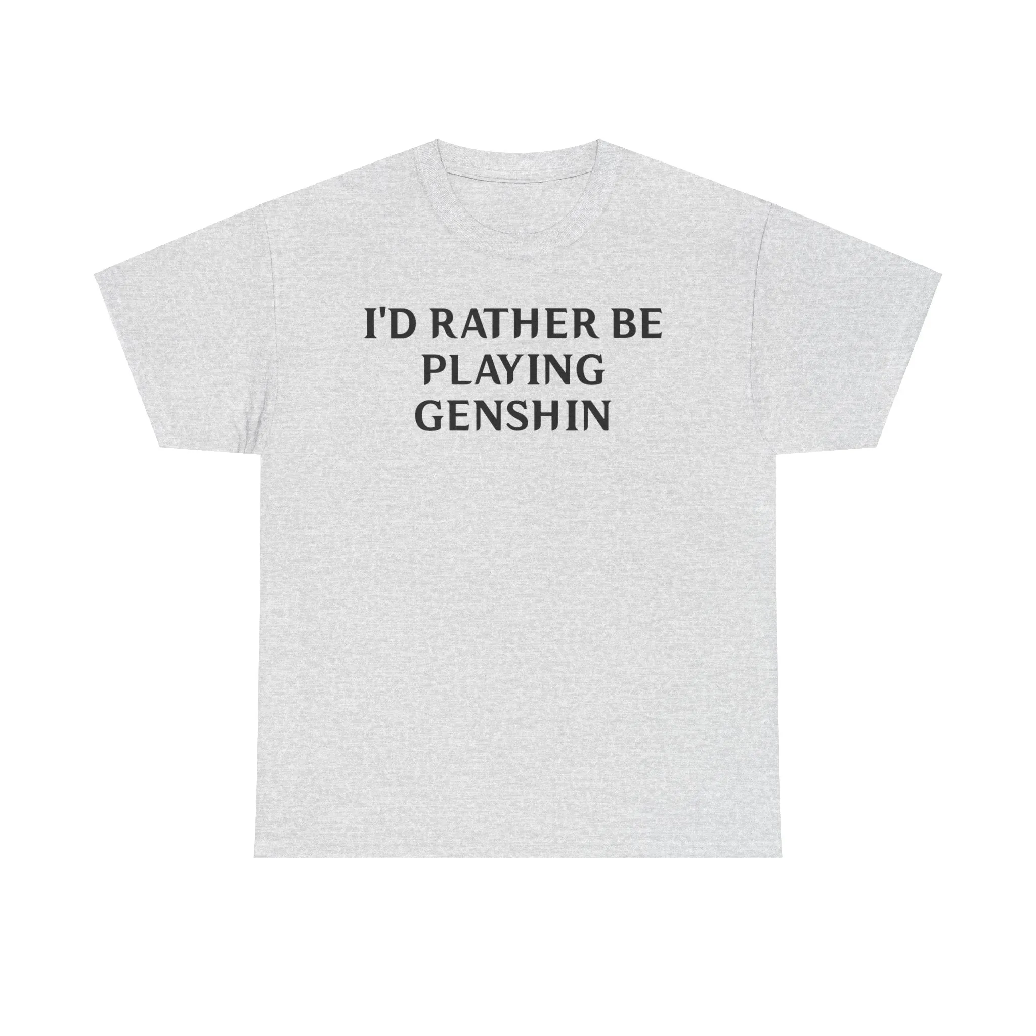 Genshin Impact I'd Rather Be Playing Unisex Heavy Cotton Tee Shirt Tshirt T-shirt Gamer Gift For Him Her Game Cup Cups Mugs Birthday Christmas Valentine's Anniversary Gifts