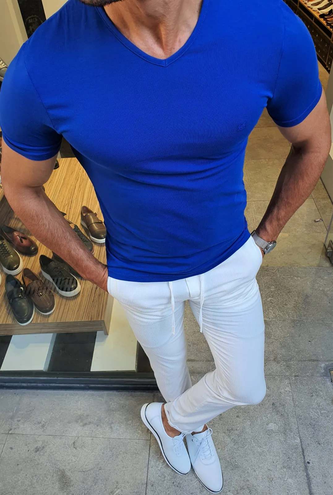 GentWith Sparks Sax Slim Fit V-Neck T-Shirt - GENT WITH