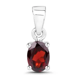 Genuine 0.85 Carat Garnet .925 Sterling Silver Pendant