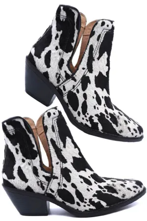 Genuine leather hair on hide Animal Hair Booties