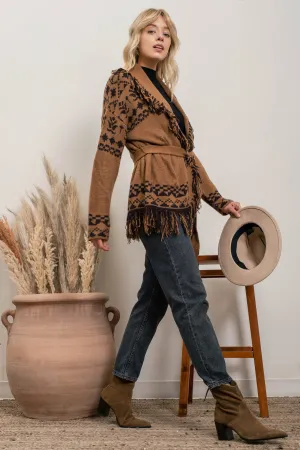 Geometric Fringe Cardigan