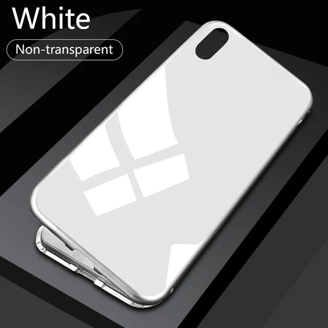 GETIHU Metal Magnetic Case for iPhone XR XS MAX X 8 Plus 7  Tempered Glass Back Magnet Cases Cover for iPhone 7 6 6S Plus Case