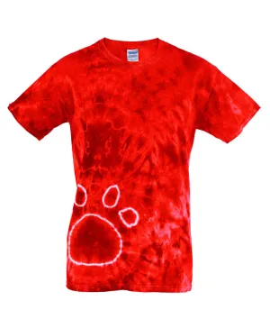 gildan tie-dye adult pawprints tee - red (s)