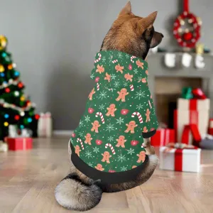 Gingerbread Dog Hoodie in Festive Green for Your Fluffy Pup