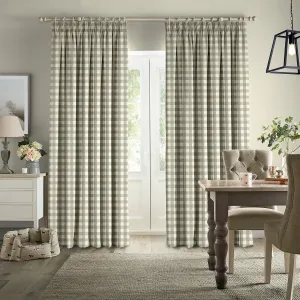 Gingham Warm Stone Made to Measure Curtains