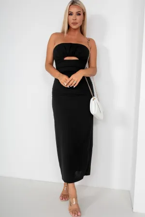 Ginny Black Linen Bandeau Dress