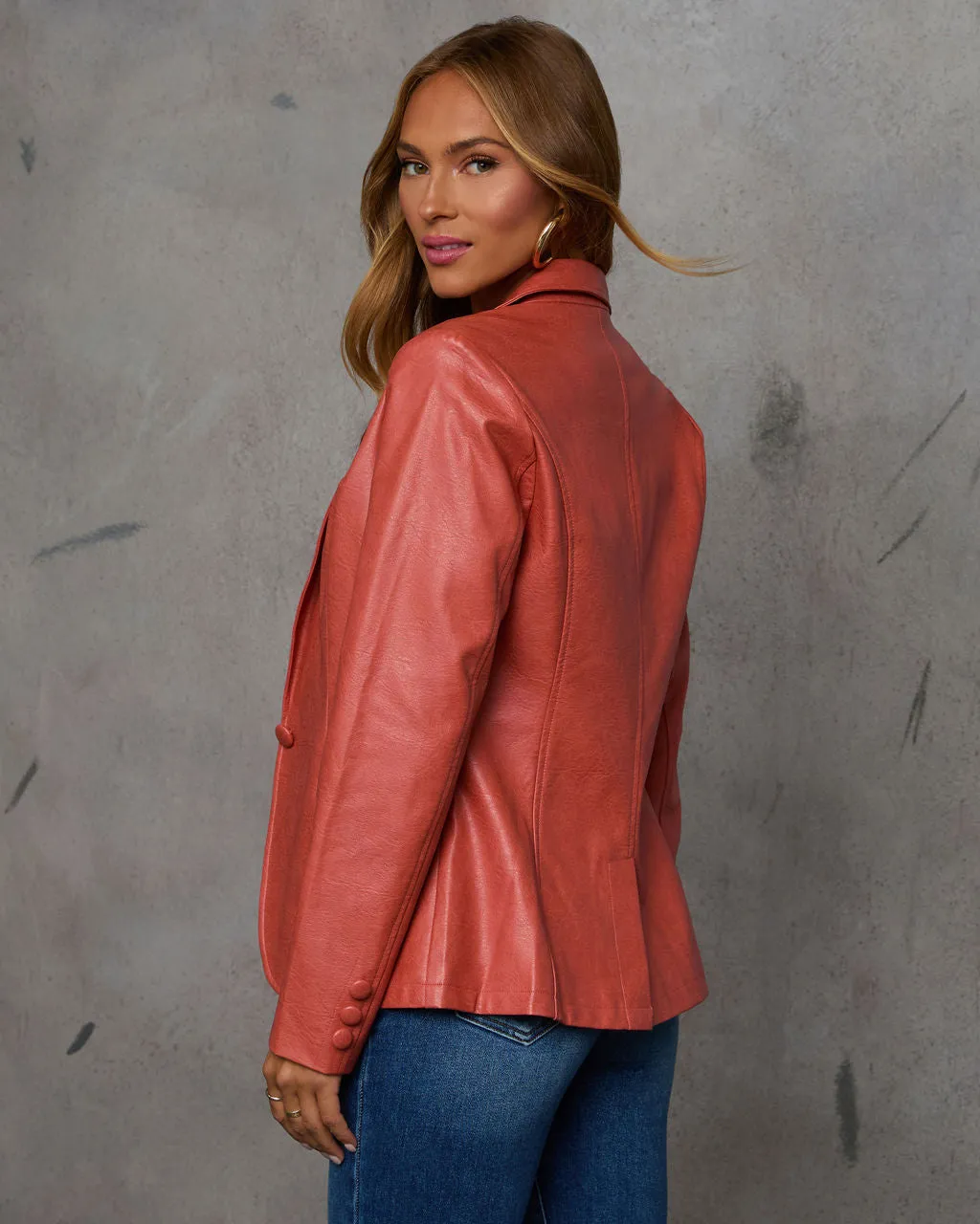 Girl Boss Singular Button Closure Leather Blazer