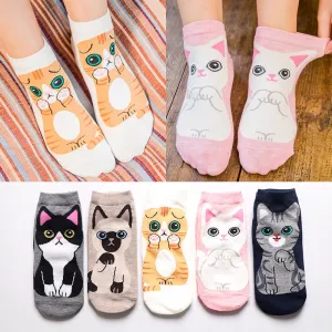 Girls Adorable Cotton Kitty Socks