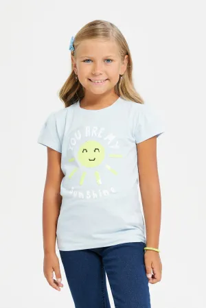 Girls Blue You Are My Sunshine Embellished T-Shirt