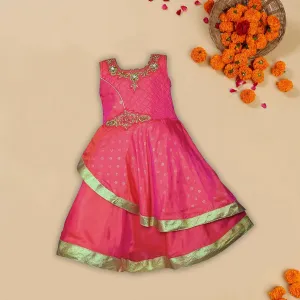 Girls Embroidered Layered Ethnic Dress