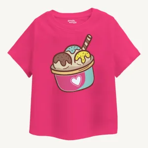 Girls Ice-Cream Oversize T-shirt - Pink