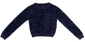 Girls Navy Blue Self Design Top