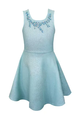 Girls Sleeveless Fit and Flare Jeweled Party Dress