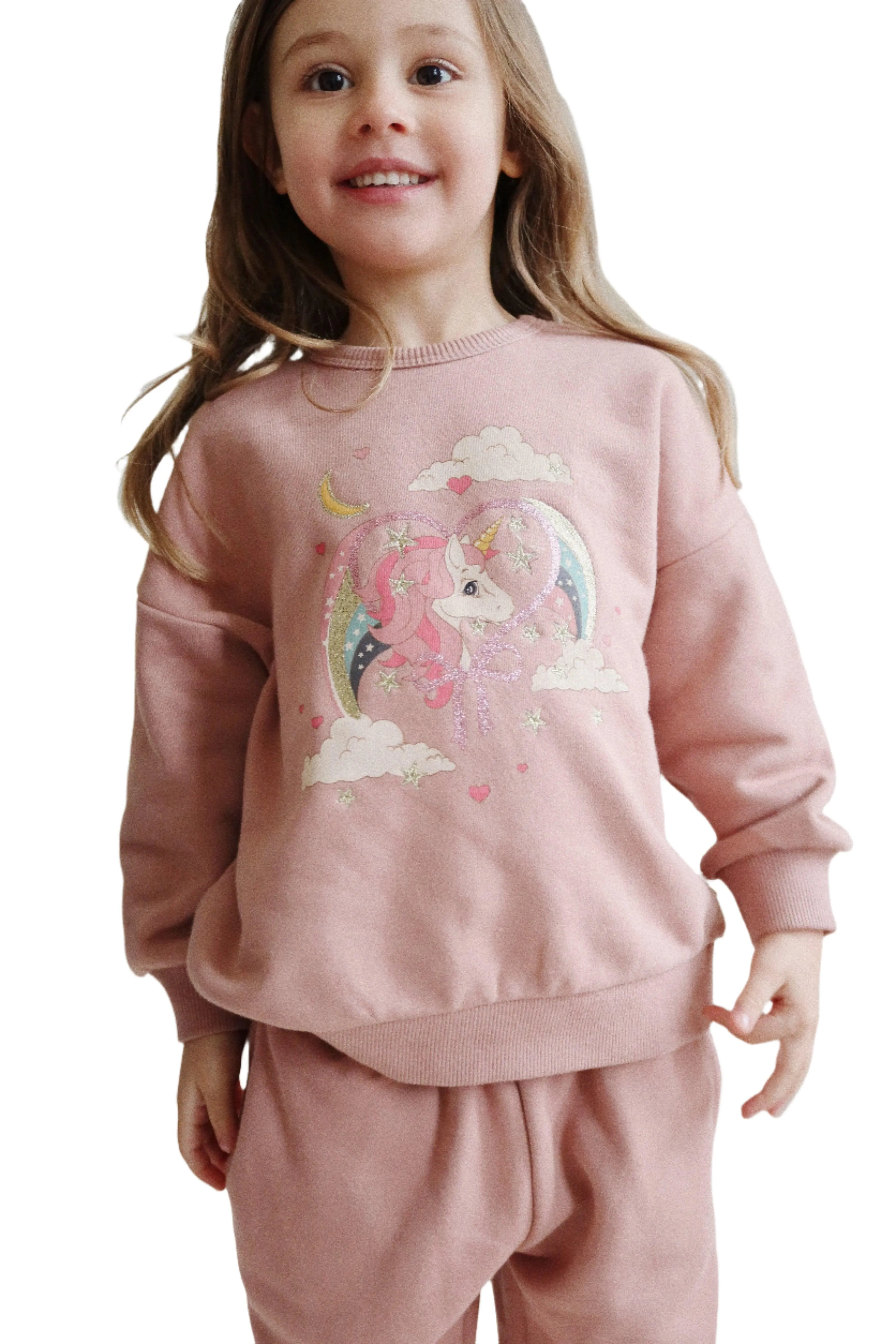 Girls Sweater | Sweatshirt- Lou Glitter: Unicorn | Konges Slojd