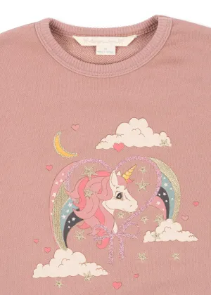 Girls Sweater | Sweatshirt- Lou Glitter: Unicorn | Konges Slojd