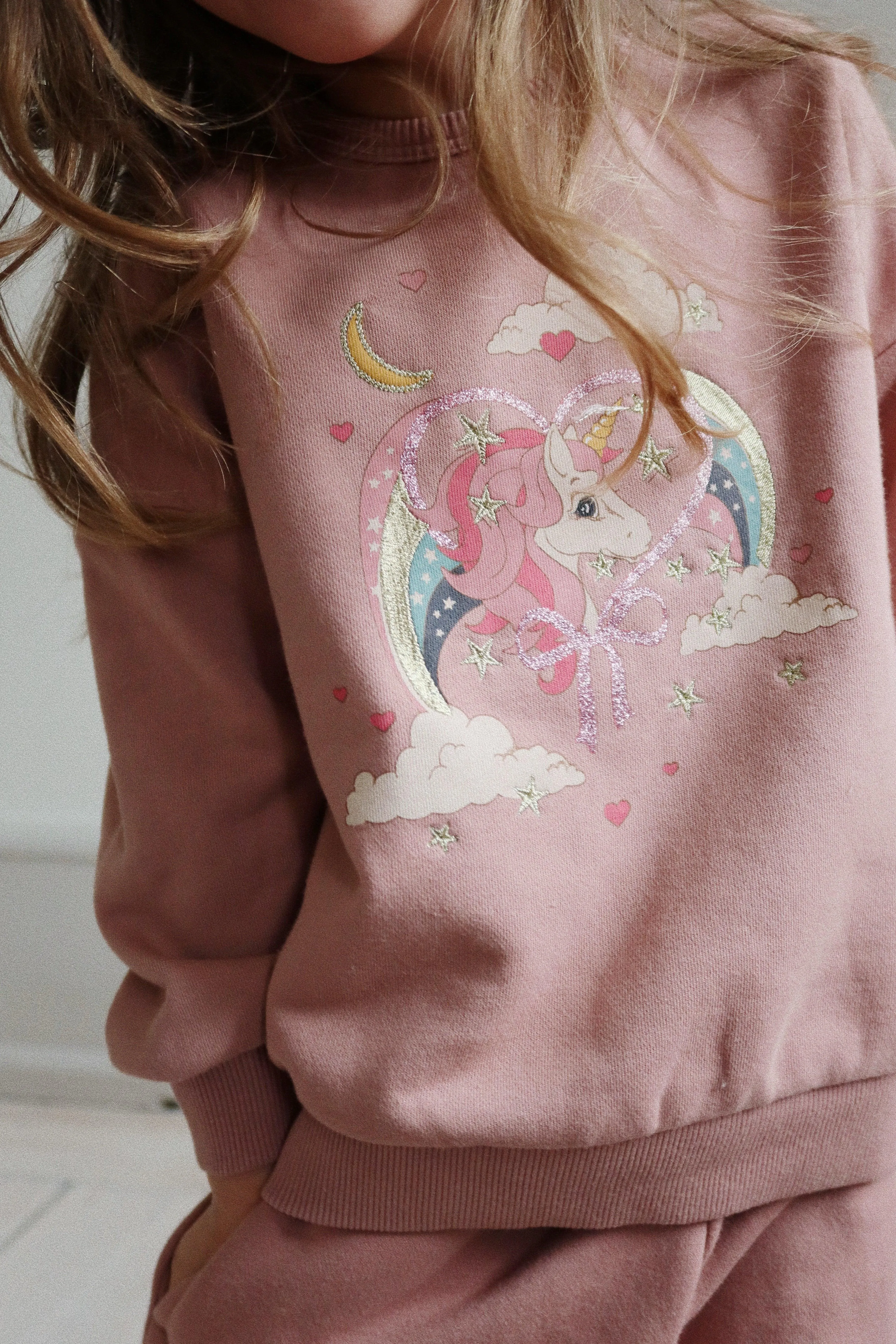 Girls Sweater | Sweatshirt- Lou Glitter: Unicorn | Konges Slojd