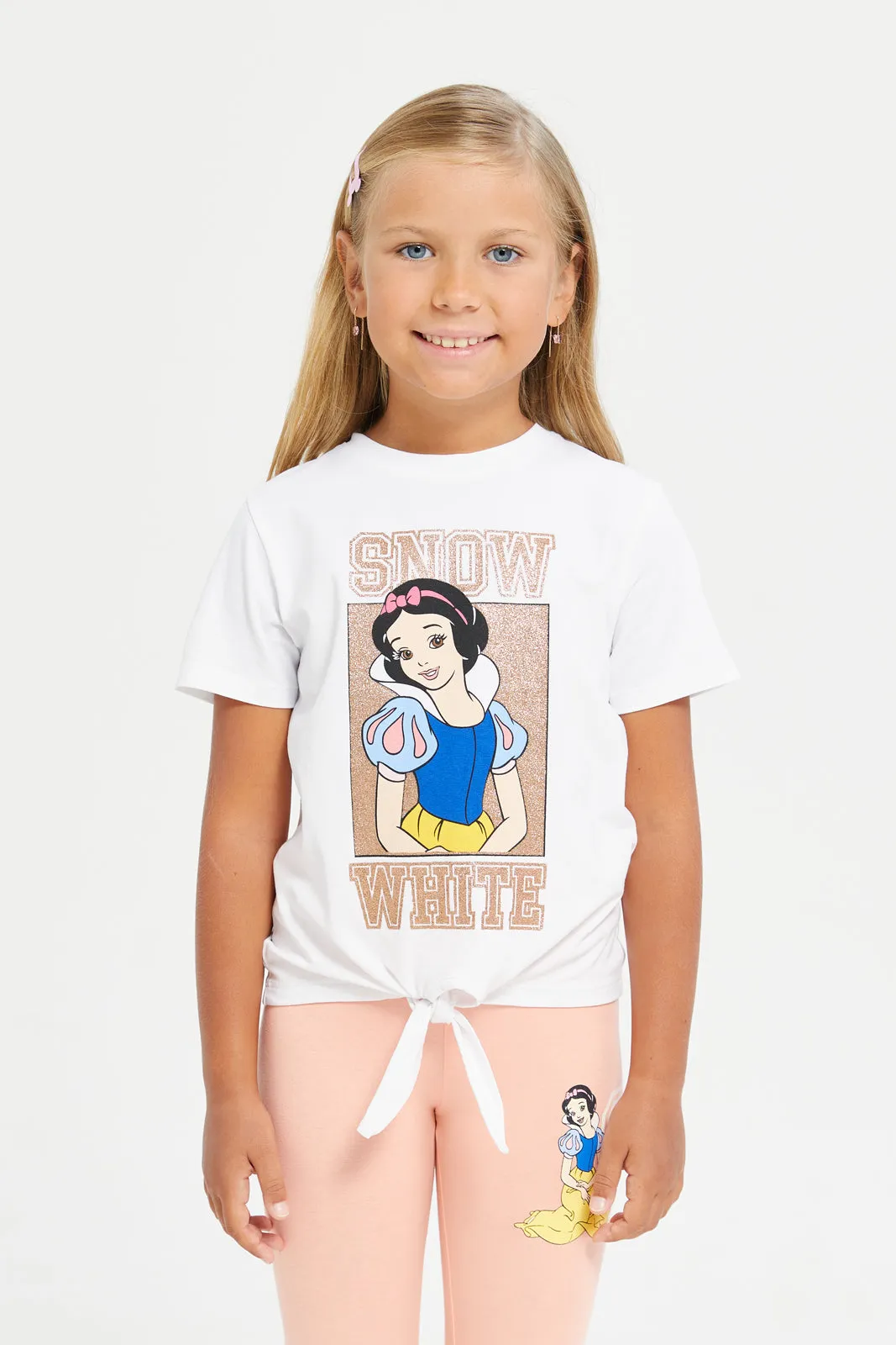 Girls White Snow White Graphic T-Shirt