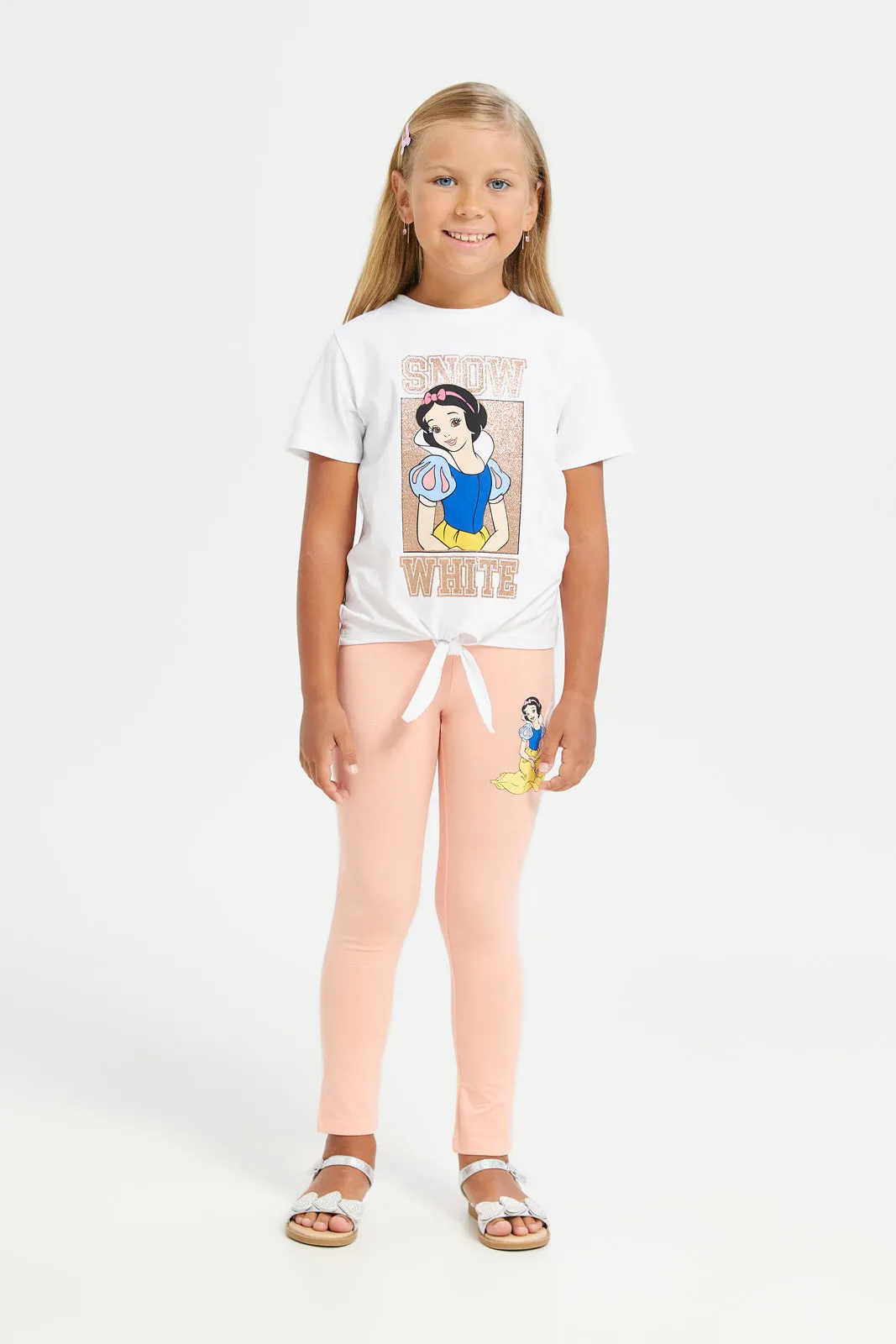Girls White Snow White Graphic T-Shirt