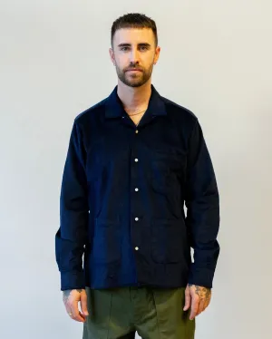Gitman Vintage Navy Jumbo Corduroy Long Sleeve 3-Pocket Camp Shirt