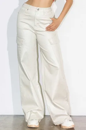 Glitter High-Rise Cargo Wide Leg Jeans