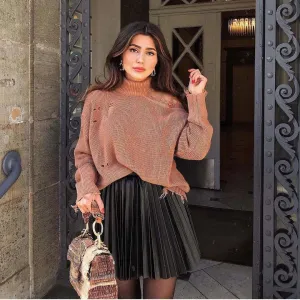 Glow Chic's Draped Pleated Knitted Mini Skirt