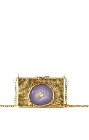 Gold Amethyst Stone Clutch