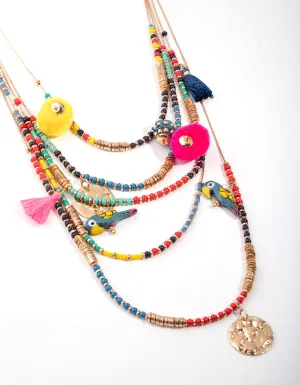 Gold Bead & Coin Long Necklace