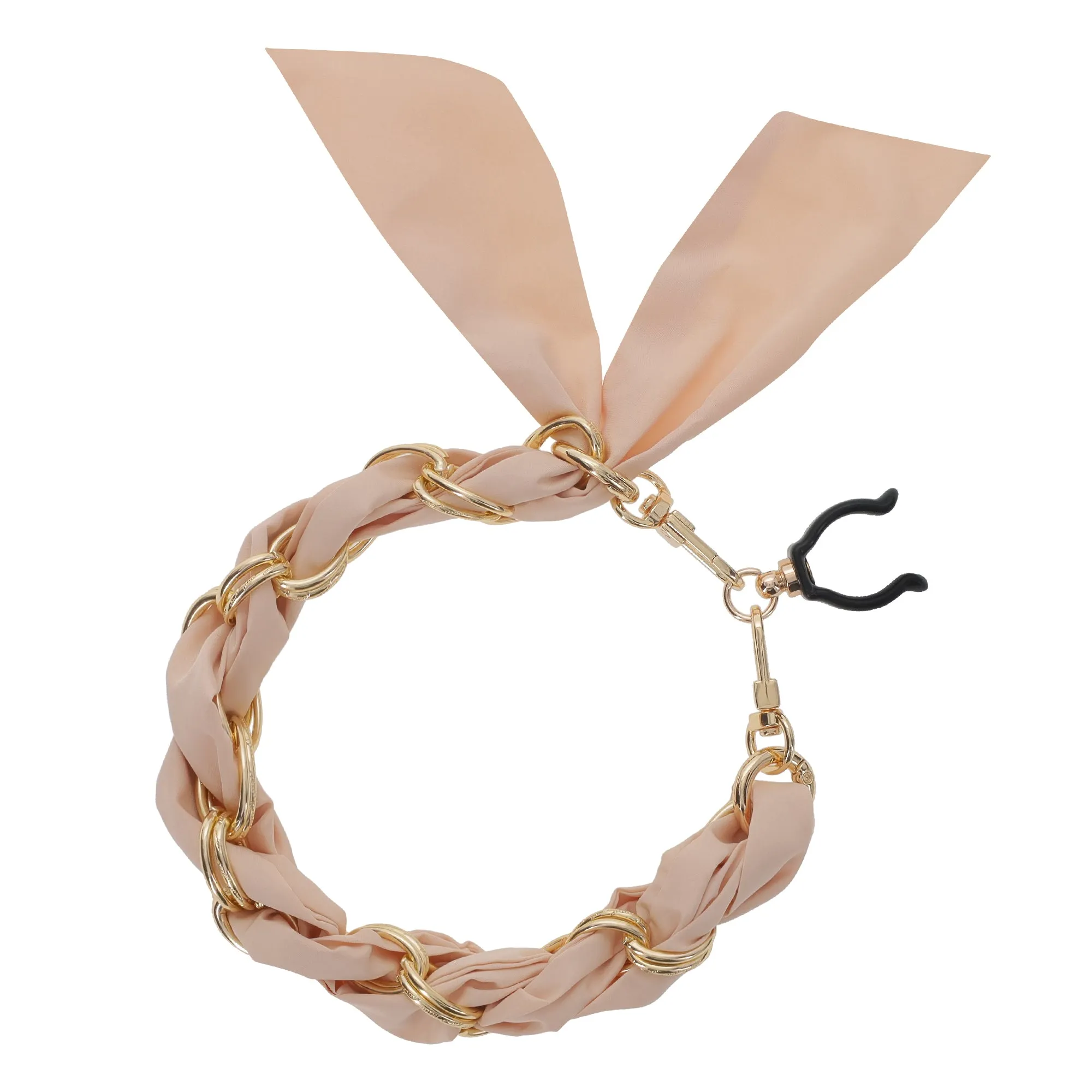 Gold Chain Wrist Strap - Luxury Creme Silk Satin Scarf for 16mm-18mm canes