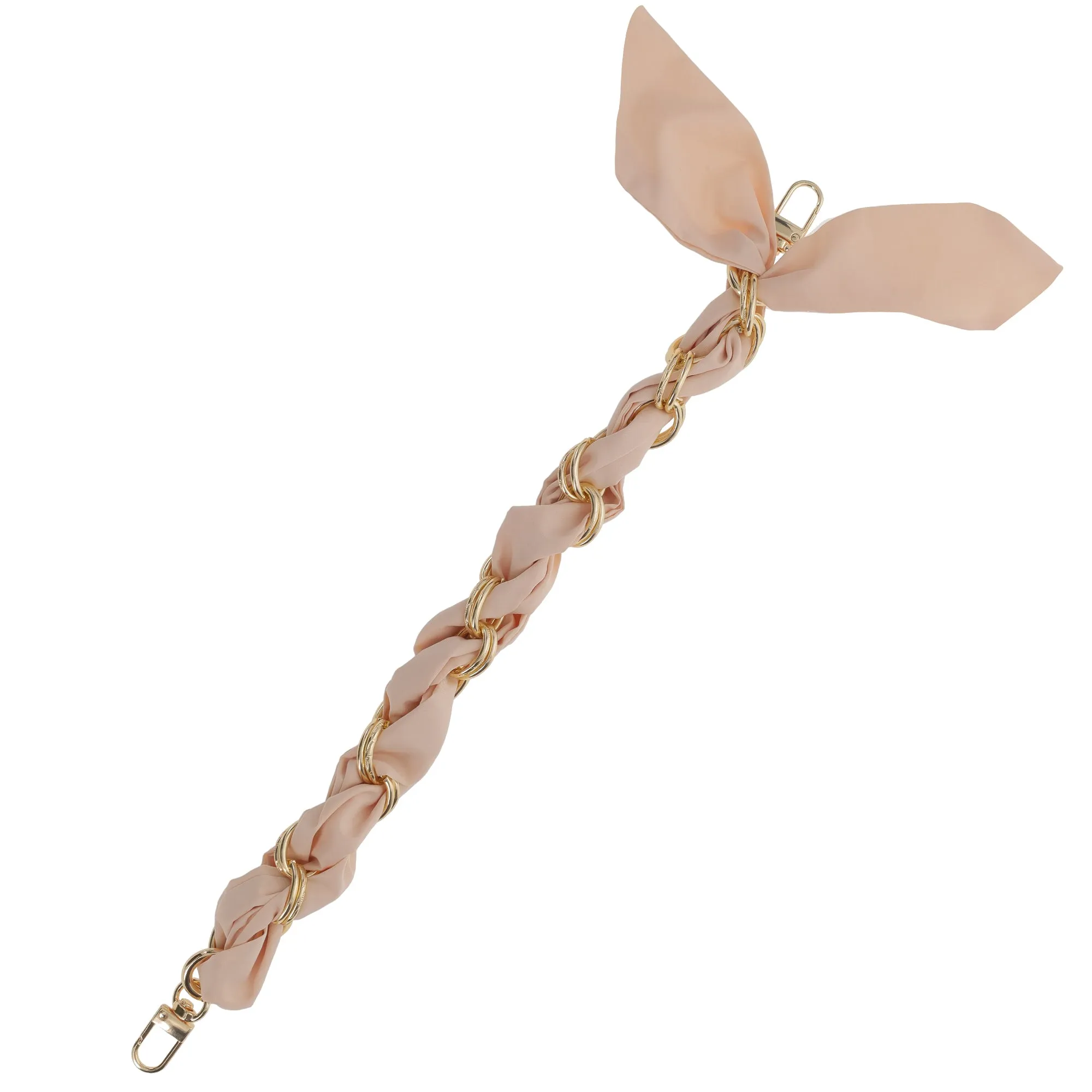 Gold Chain Wrist Strap - Luxury Creme Silk Satin Scarf for 16mm-18mm canes